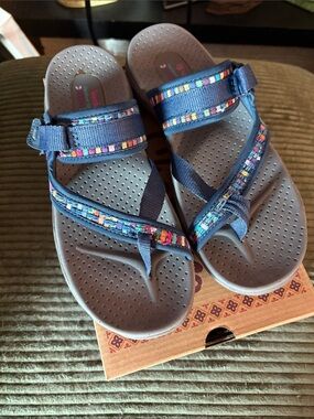 Skechers Strap Sandals with Multicolor Accent
